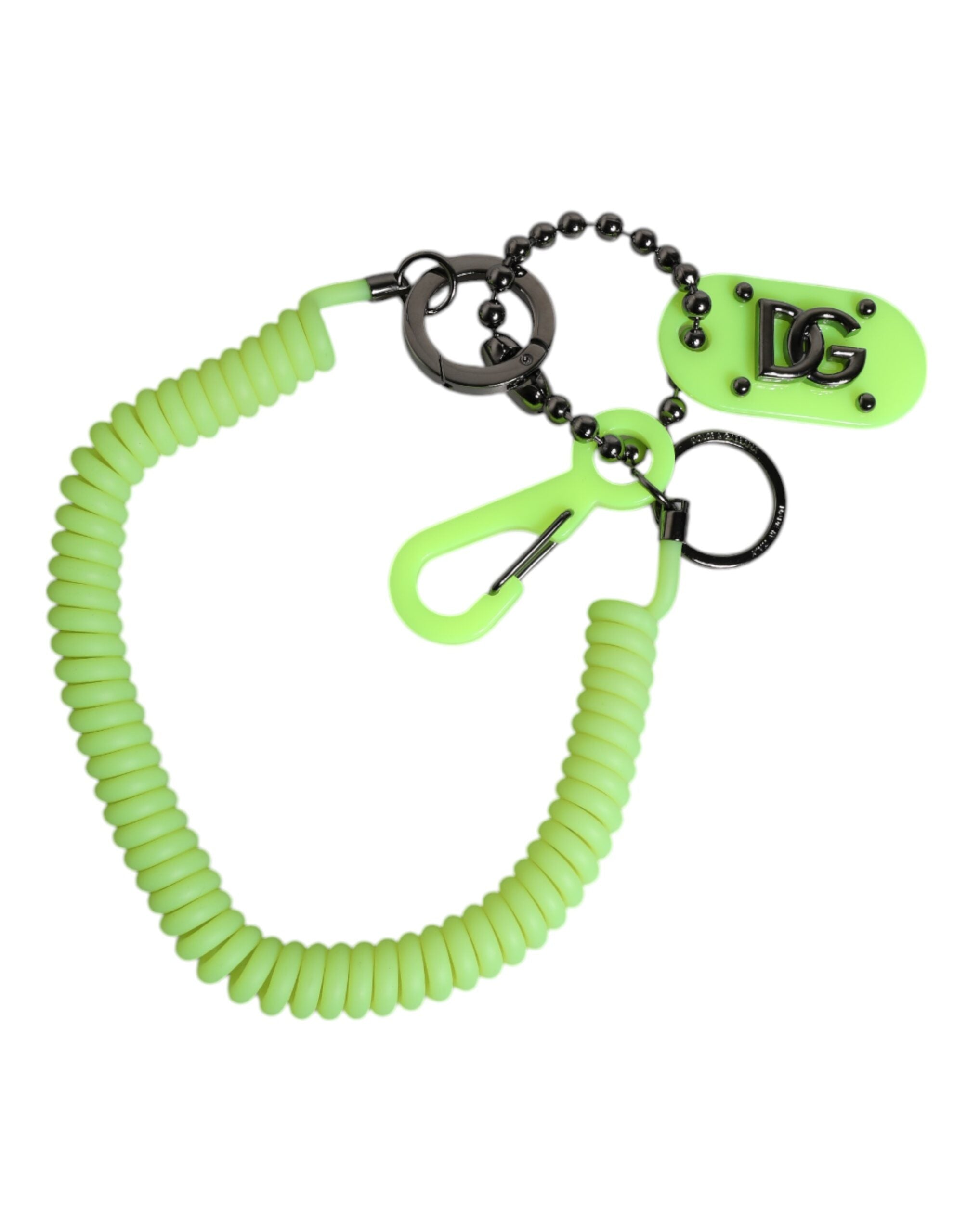 Green Springy Key Holder DG Logo Men's Keychain Keyring