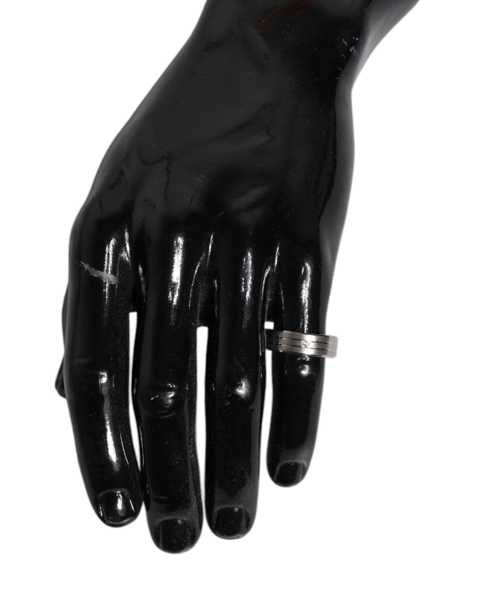 Silver Tone Brass Clear Crystal DG Logo Ring