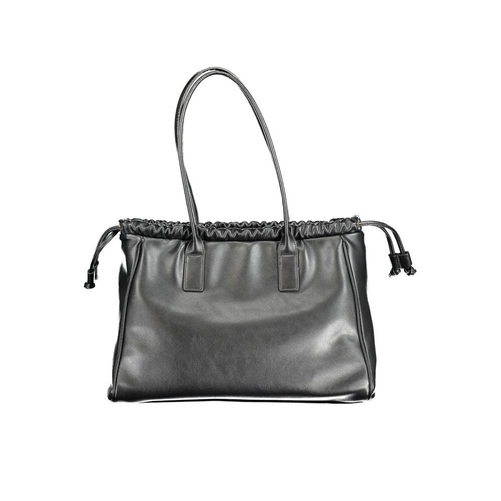 Black Polyurethane Women Handbag