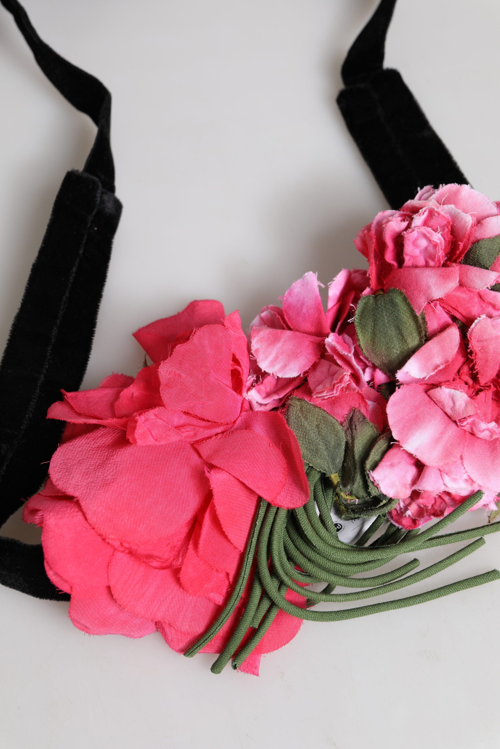 Multicolor Floral Applique Detail Tie Belt