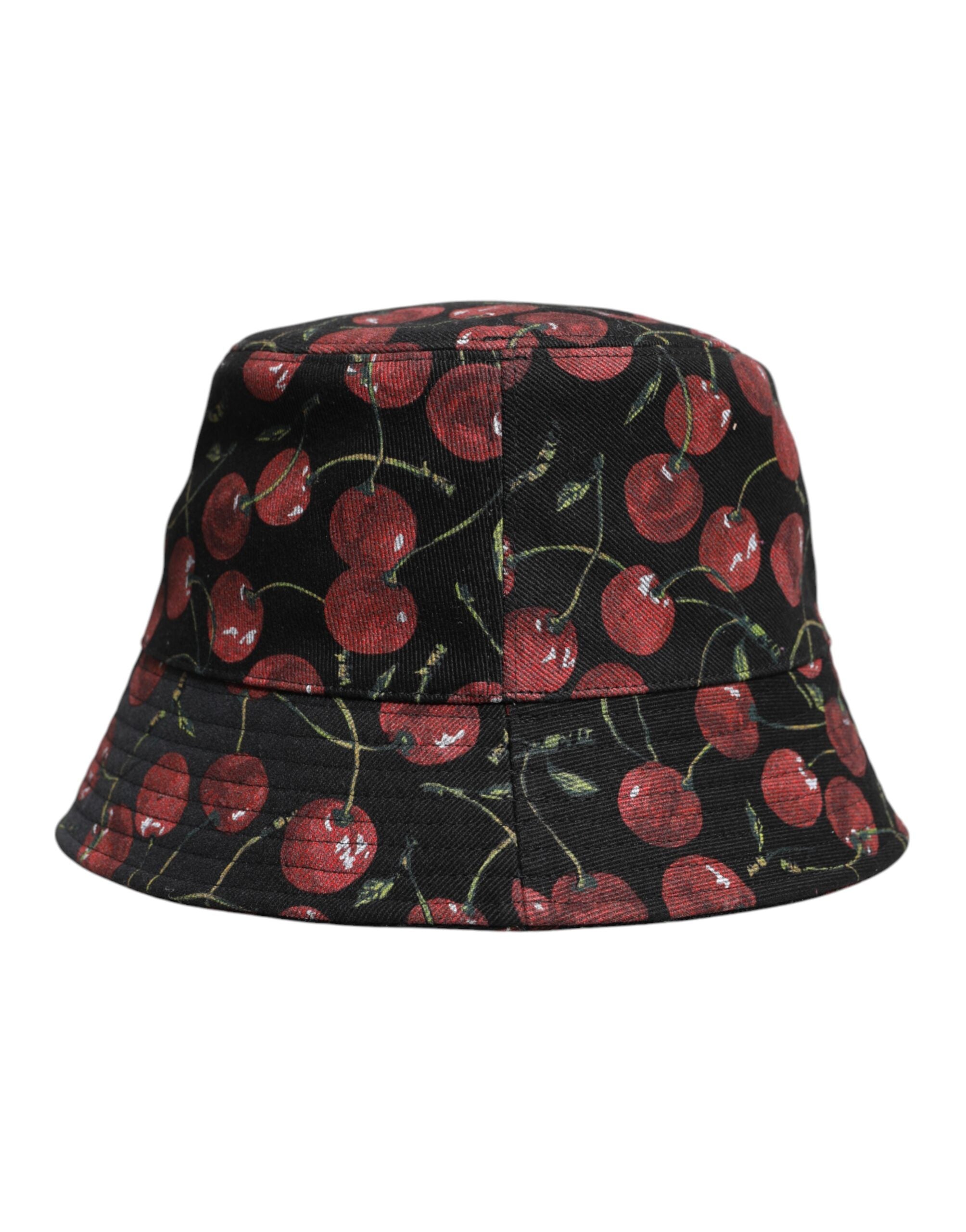 Black Cotton Printed Wide Brim Bucket Hat