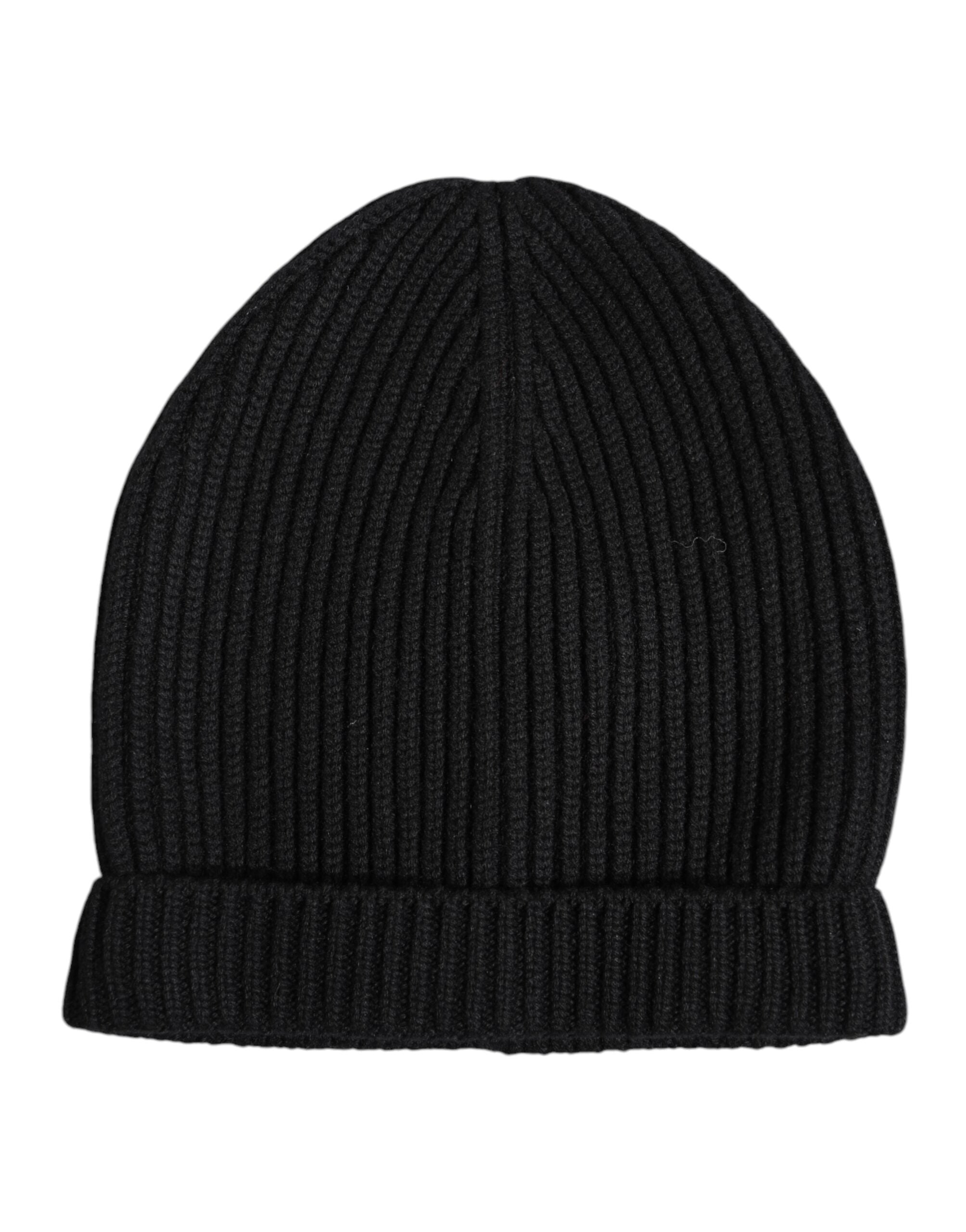 Black Cashmere Knitted Winter Beanie Hat