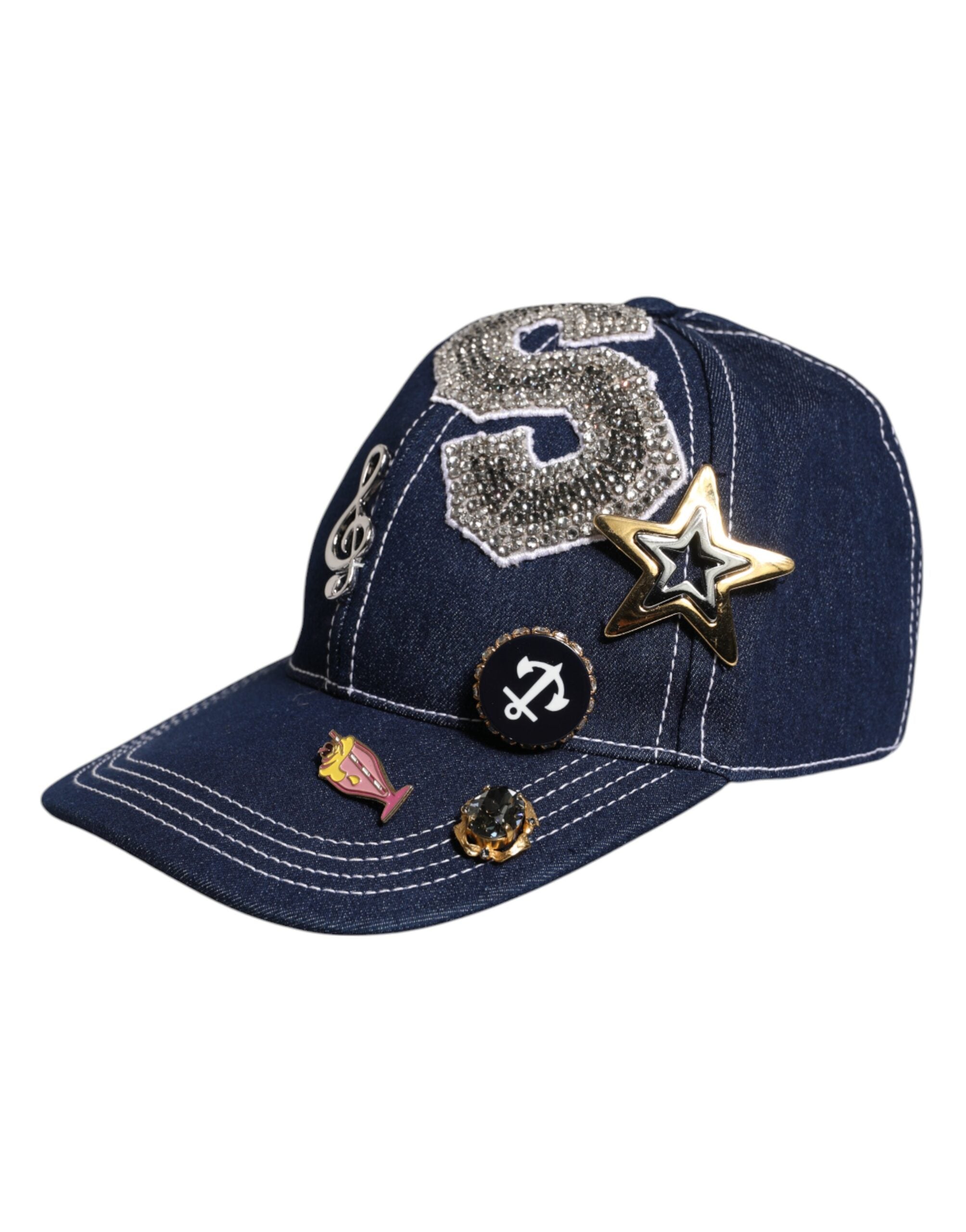 Blue Crystal Embellishment Baseball Cap