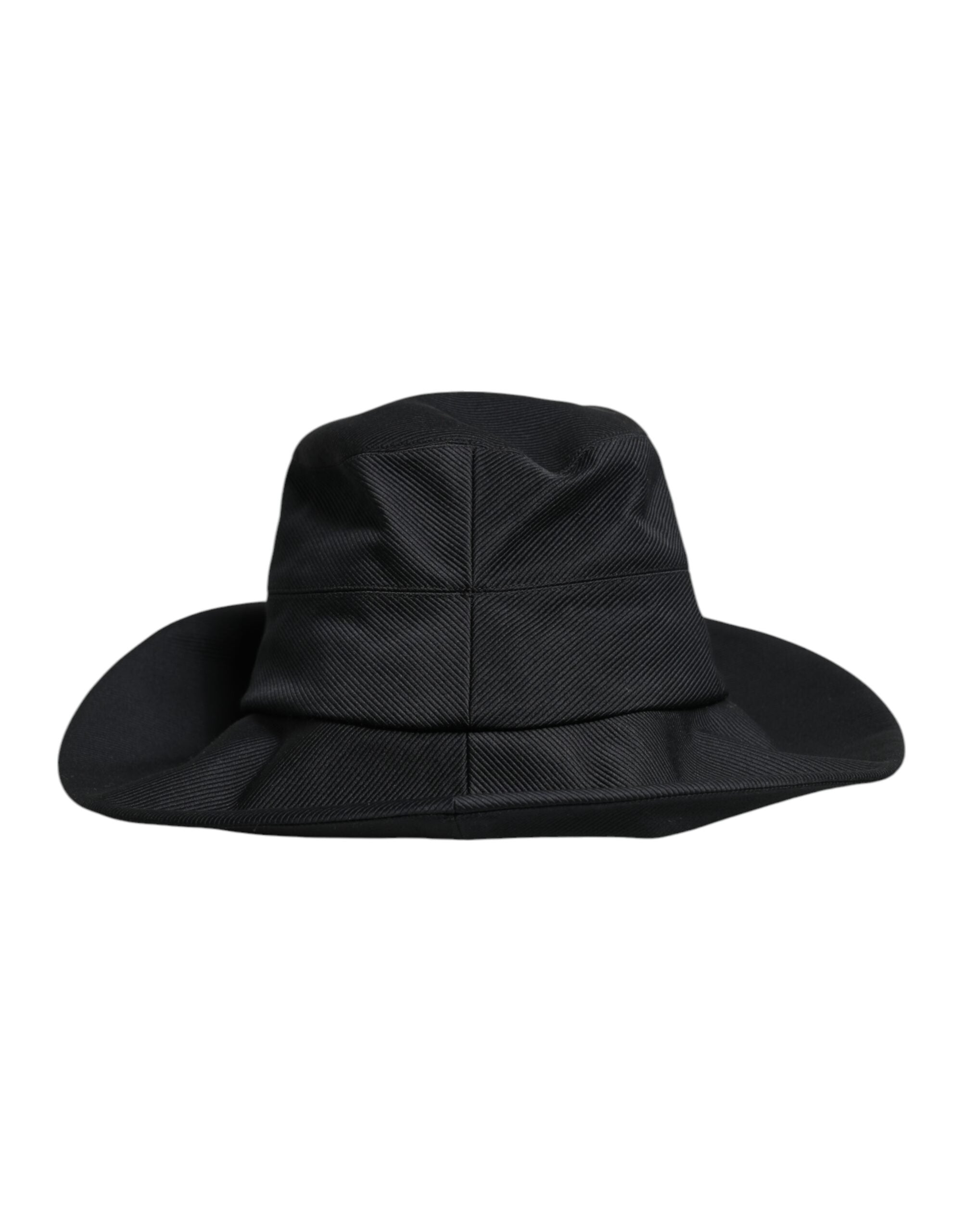 Black Cotton Wide Brim Fedora Hat