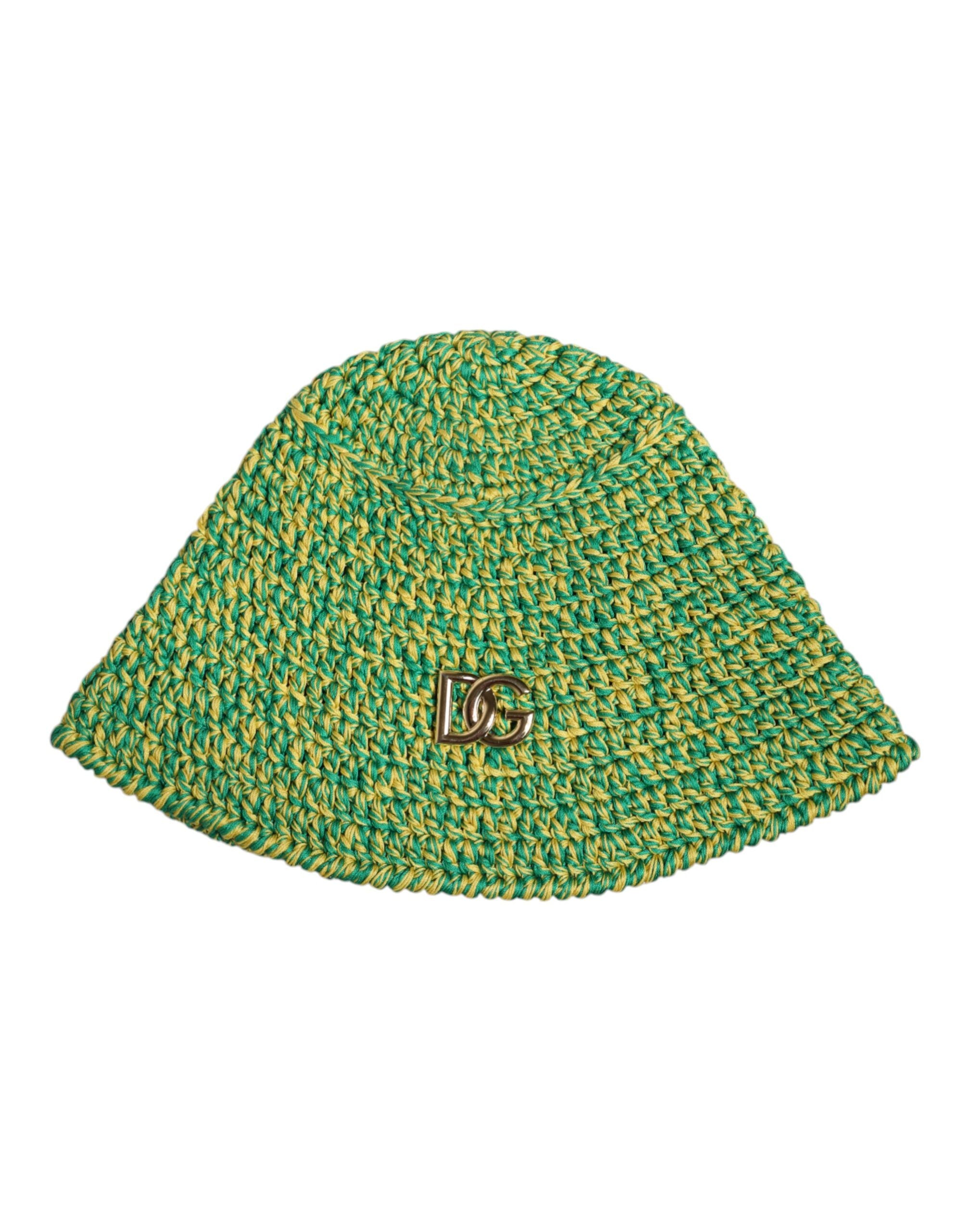 Green Cotton Crochet DG Logo Bucket Hat