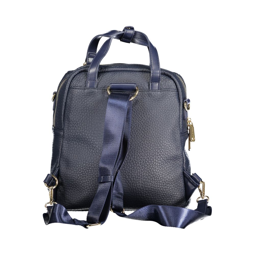 Blue Polyurethane Women Backpack
