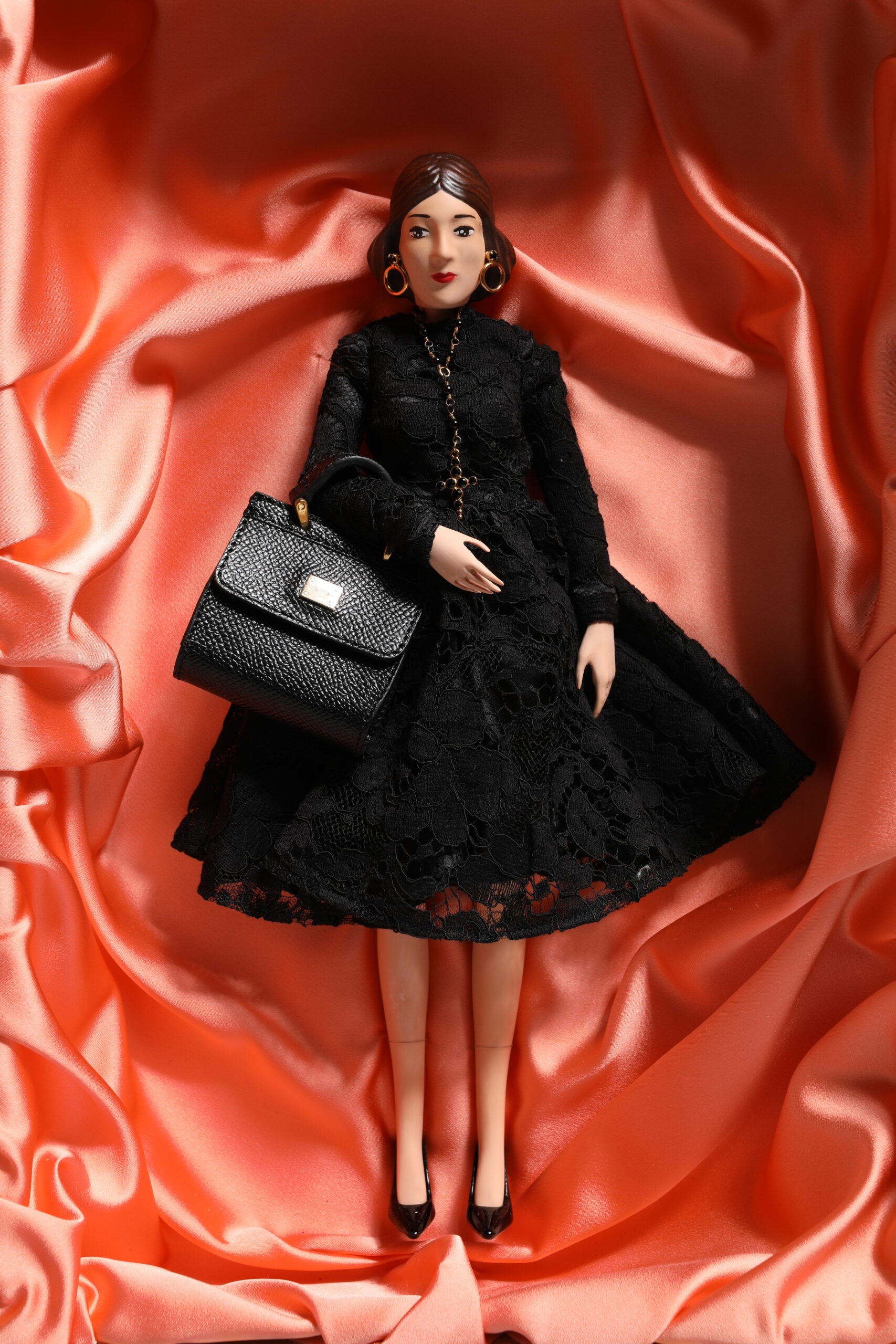 Black Dress Ceramic Porcelain Fashion Leather Sicily Dolls