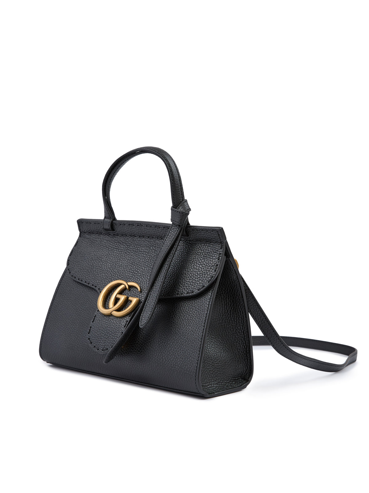 Black Leather GG Marmont Handbag