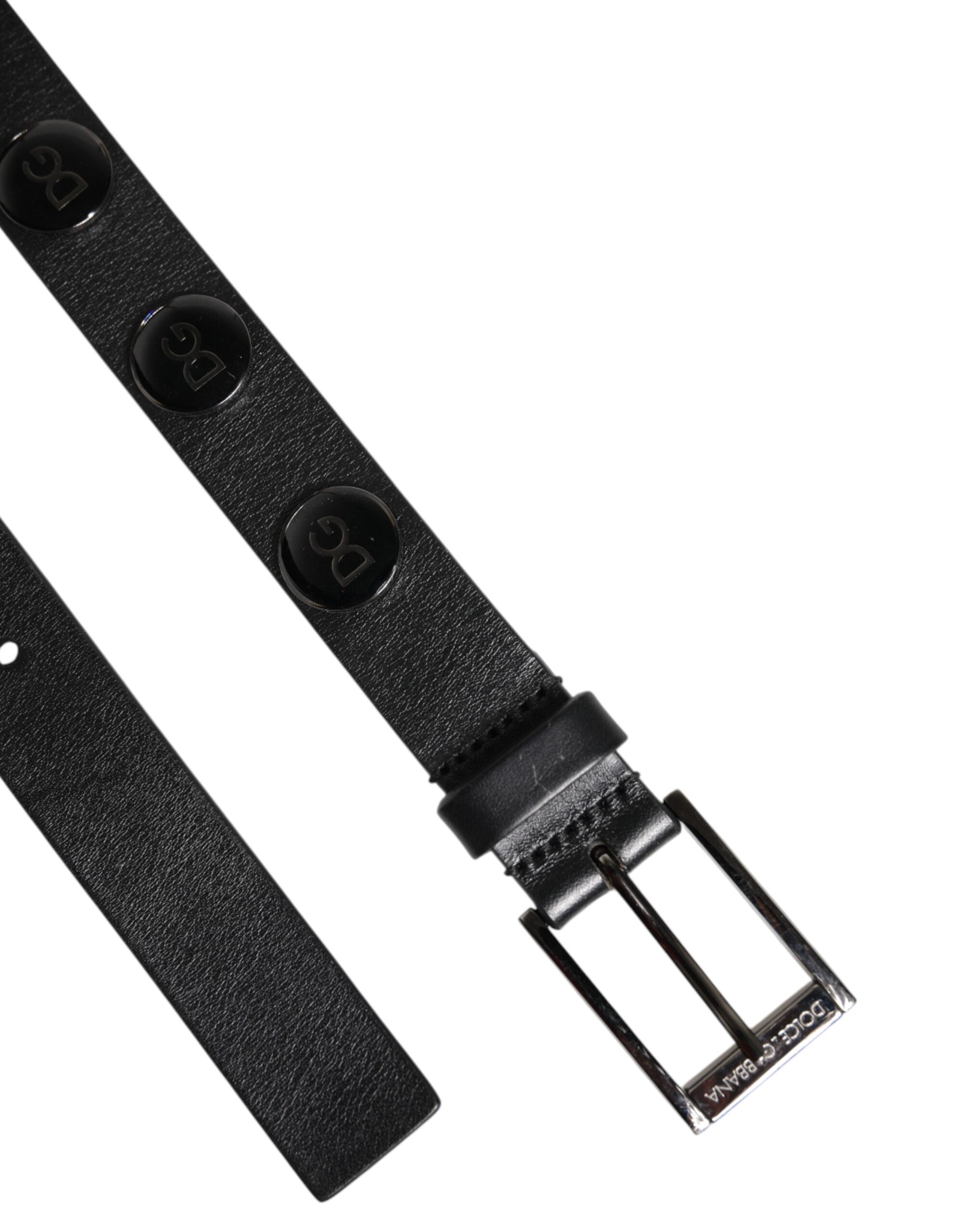 Black Luxury Leather DG Studs Buckle Belt