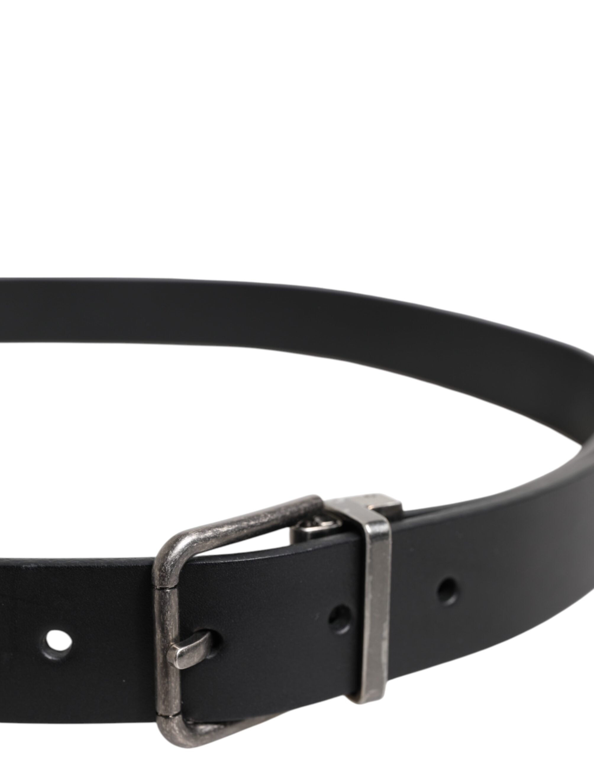 Black Classic Leather Metal Buckle Belt
