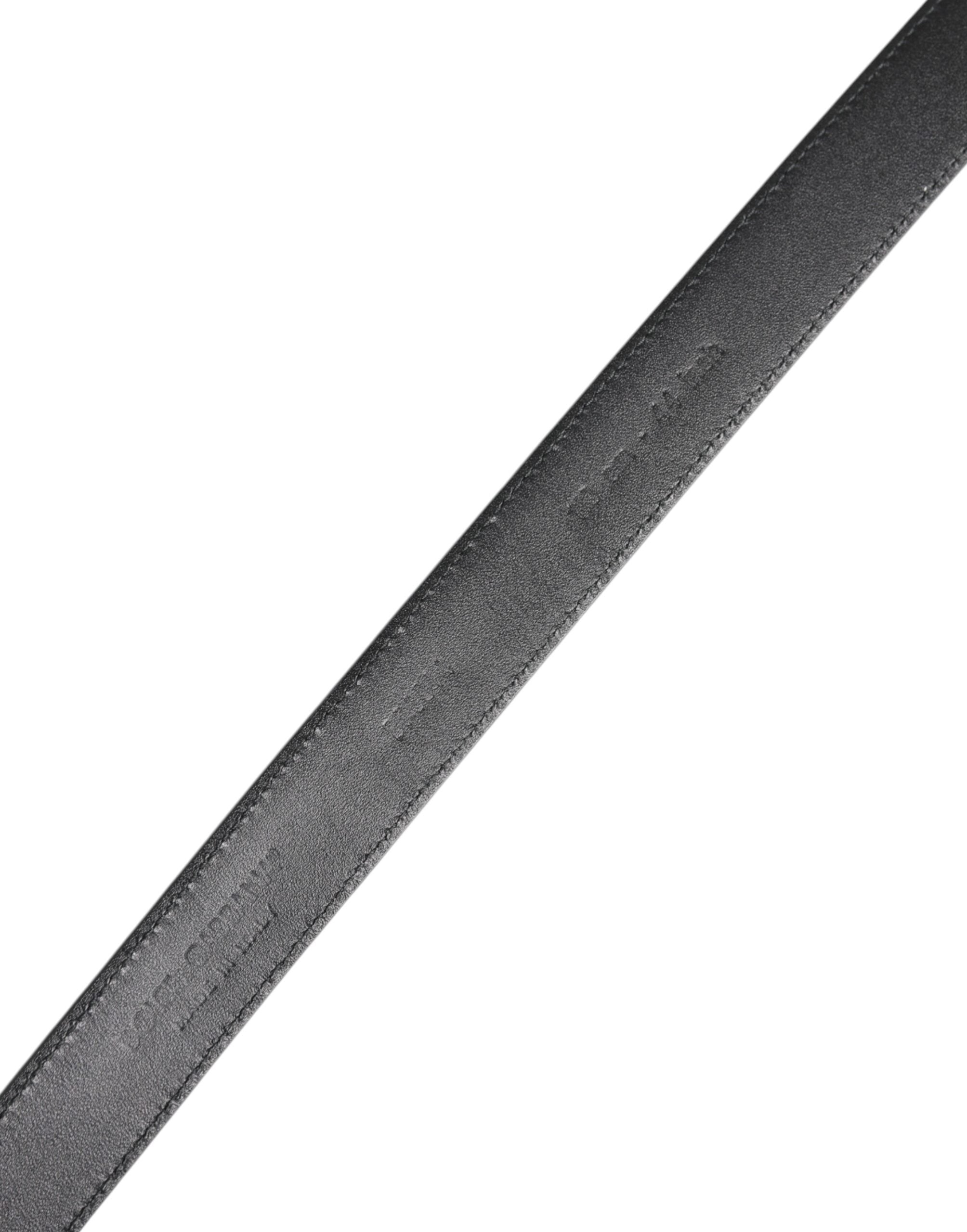 Black Calf Leather Classic Metal Buckle Belt