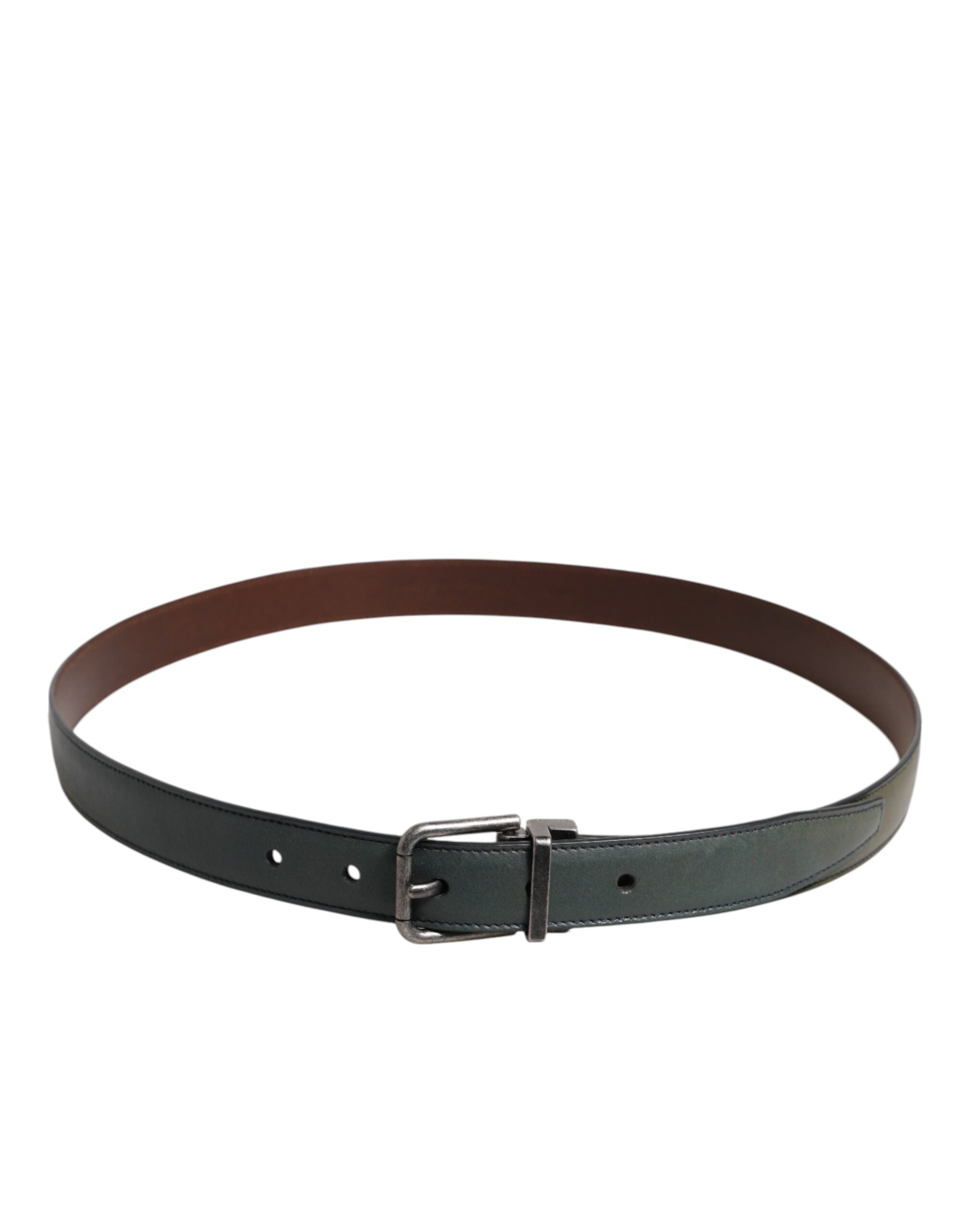 Green Classic Leather Metal Buckle Belt