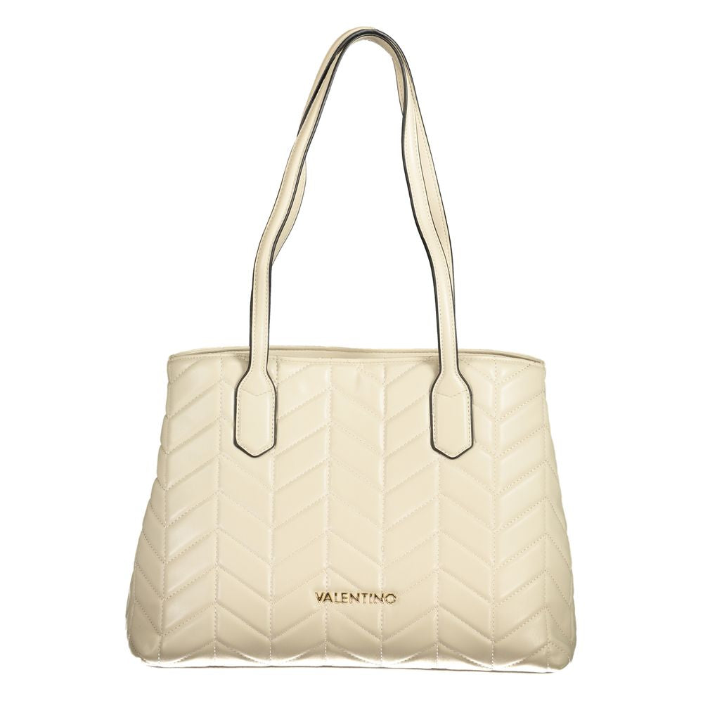 Beige Polyurethane Women's Handbag