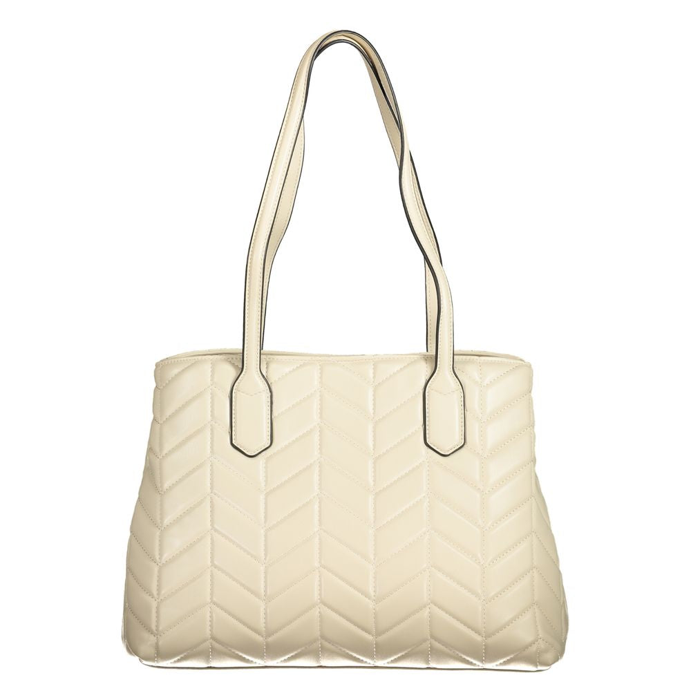 Beige Polyurethane Women's Handbag