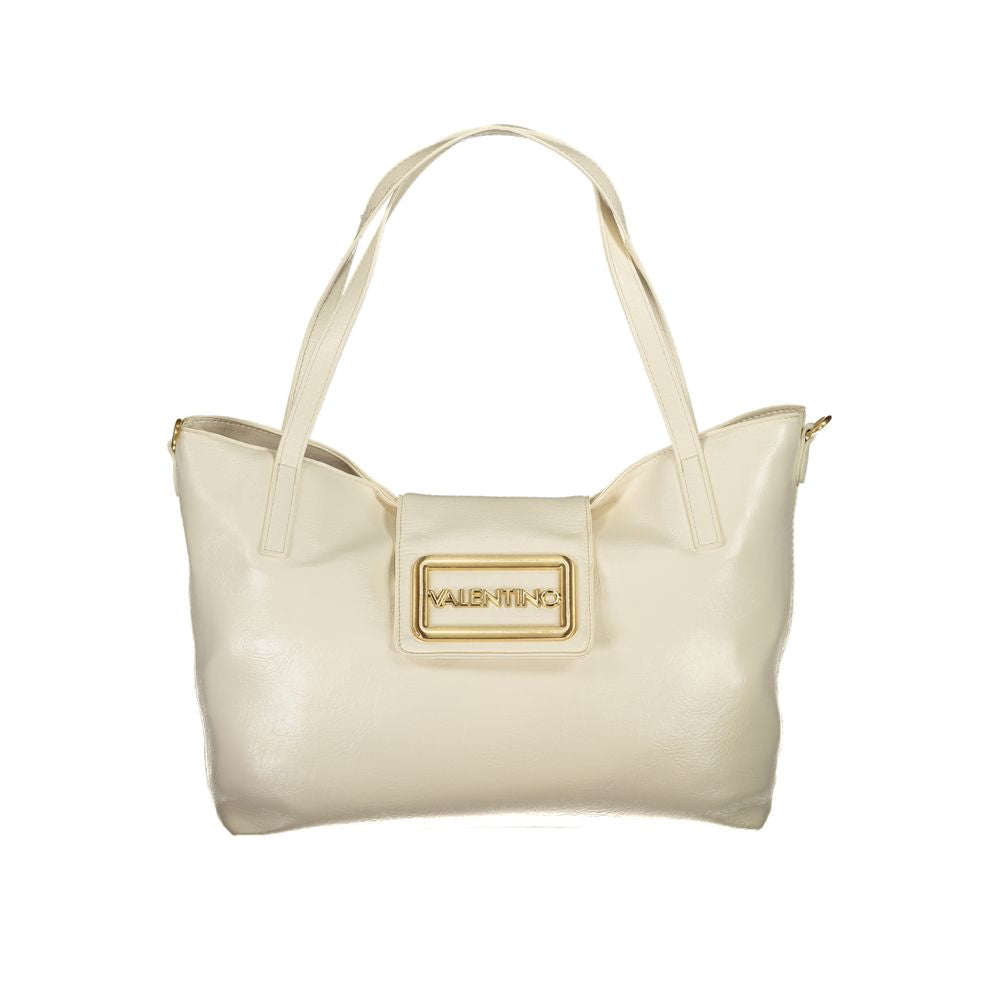 Beige Polyurethane Women Handbag