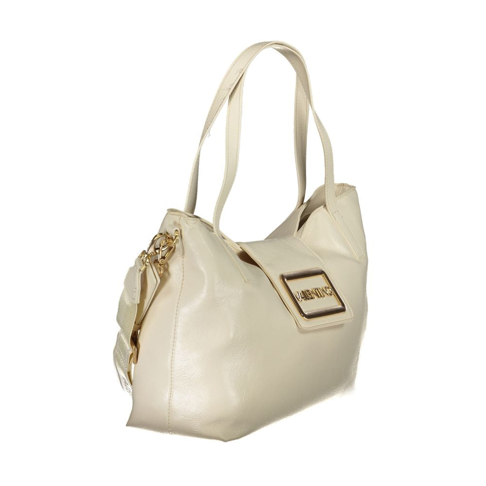 Beige Polyurethane Womens Bag
