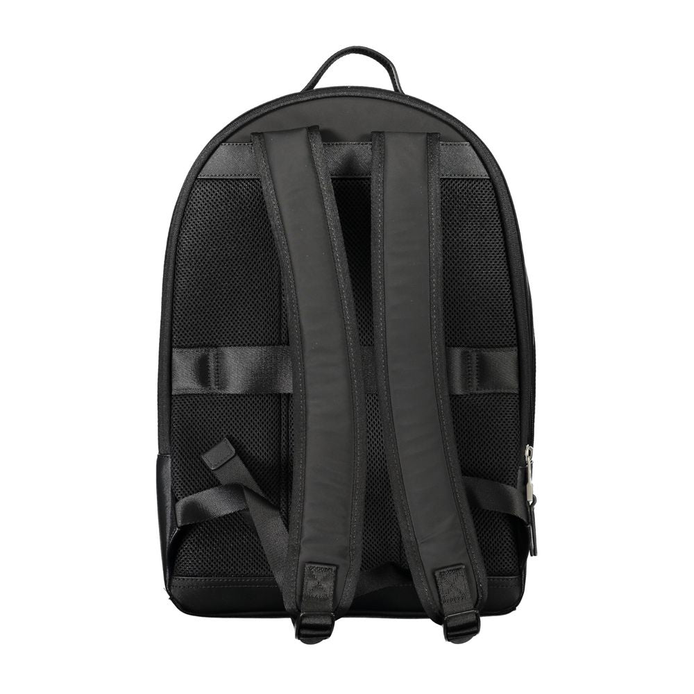 Black Polyester Men Backpack