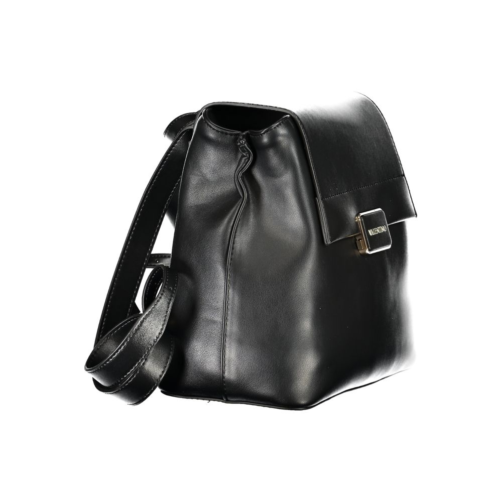 Black Polyurethane Women Backpack