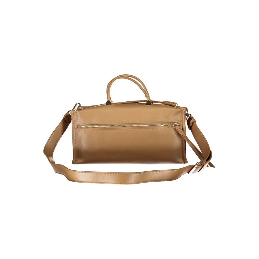 Beige Polyurethane Women Handbag