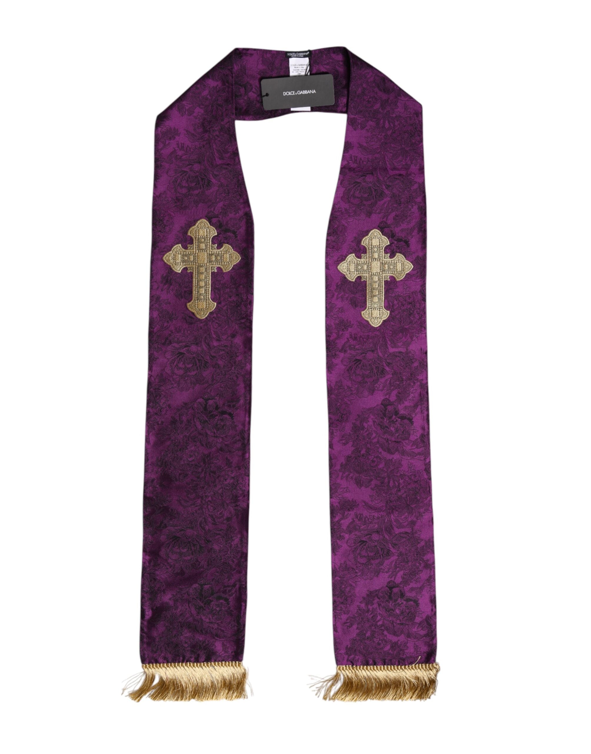 Purple Silk Fringes Cross Men Foulard Scarf