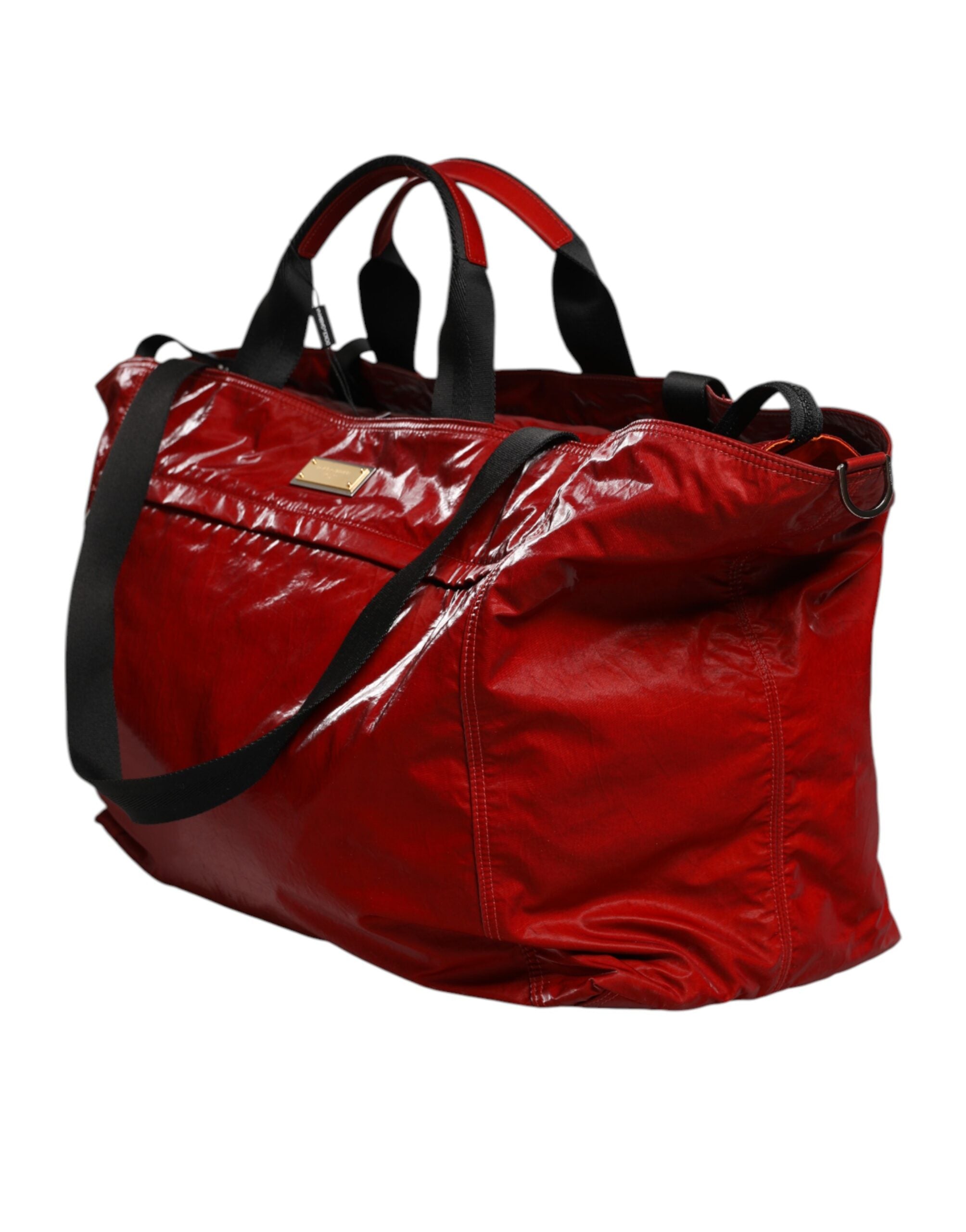 Red Nylon Hand Shoulder Duffel Travel Bag