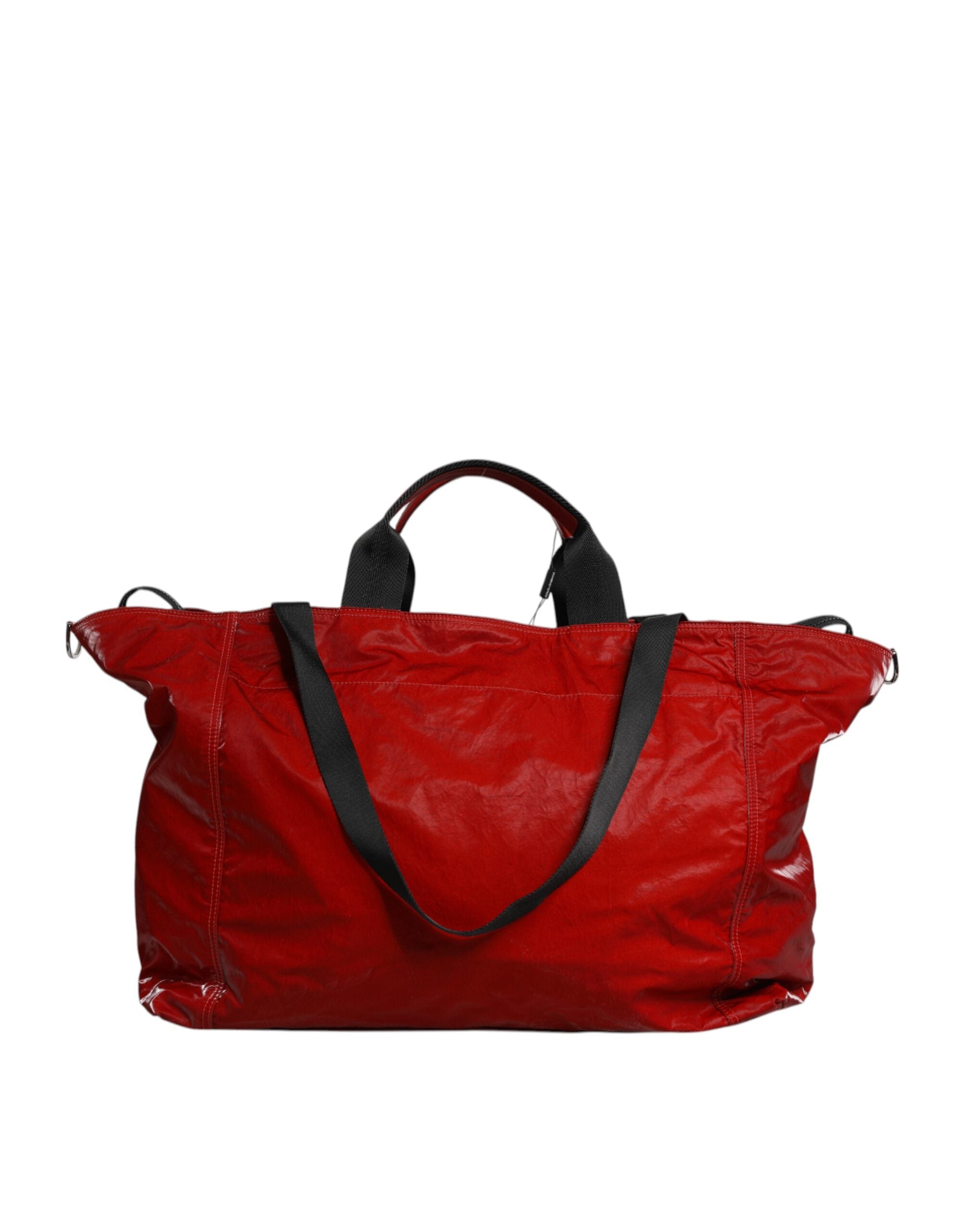 Red Nylon Hand Shoulder Duffel Travel Bag