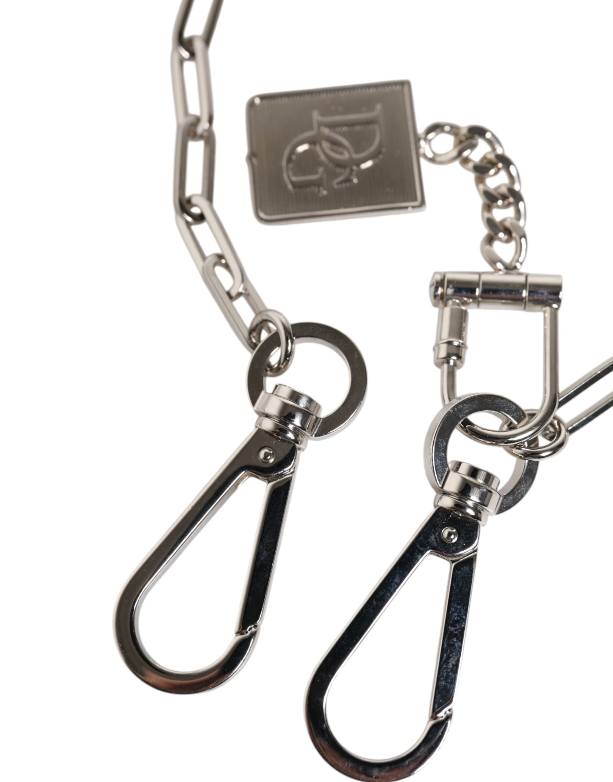 Silver Tone Metal Chain DG Charm Belt Keychain