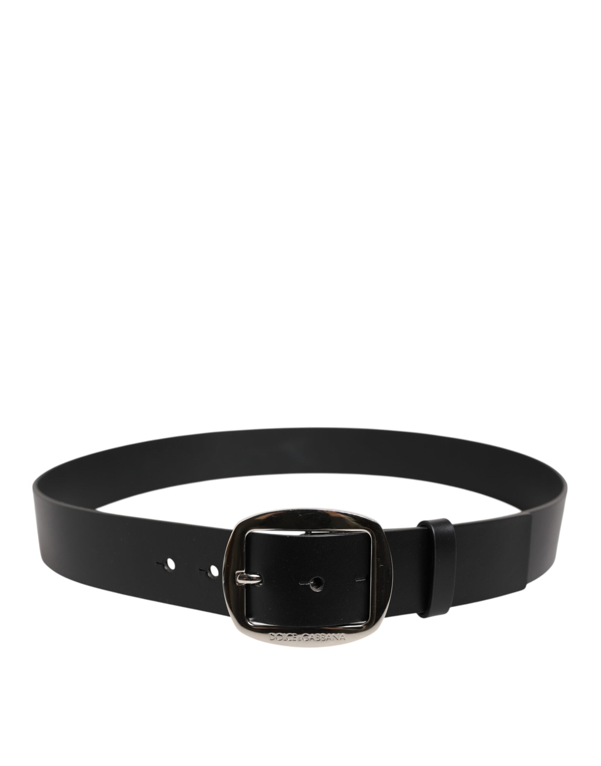 Black Leather Classic Metal Buckle Belt