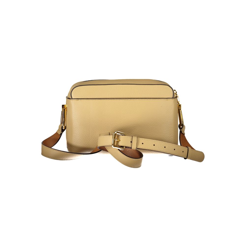 Beige Leather Women Shoulder Bag