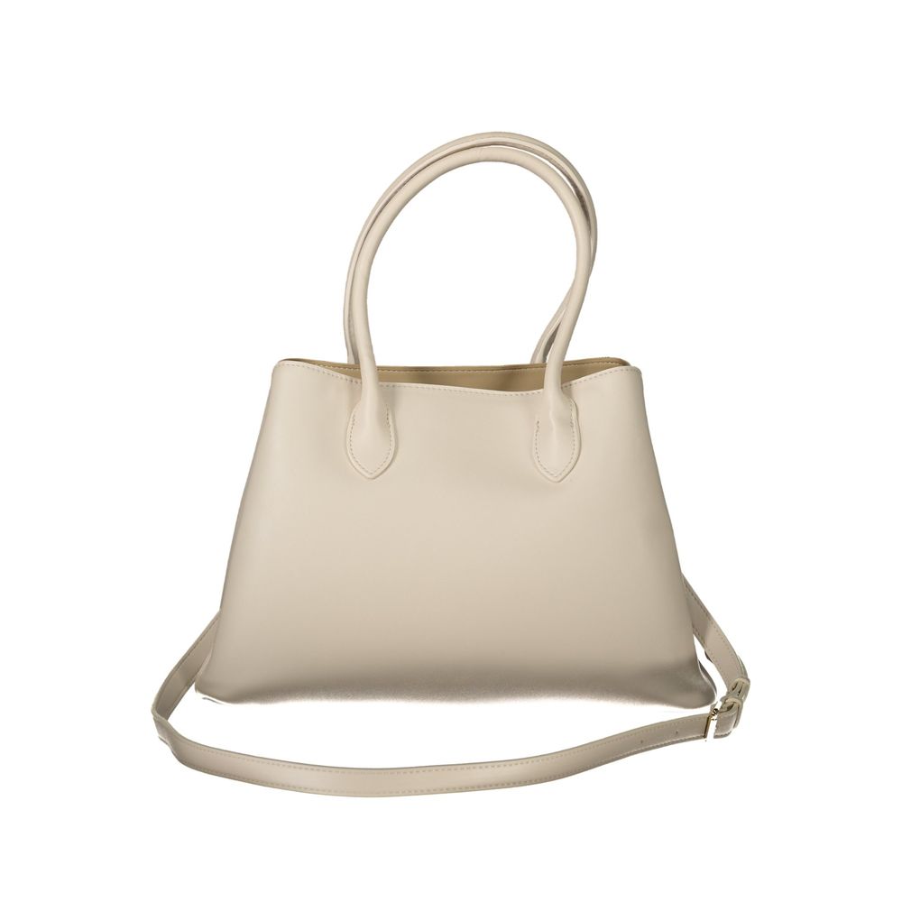 Beige Polyurethane Women Handbag