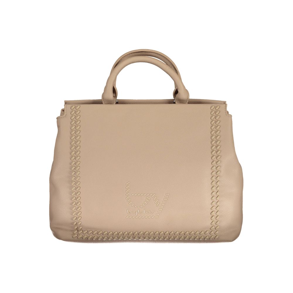 Beige Polyurethane Women Handbag