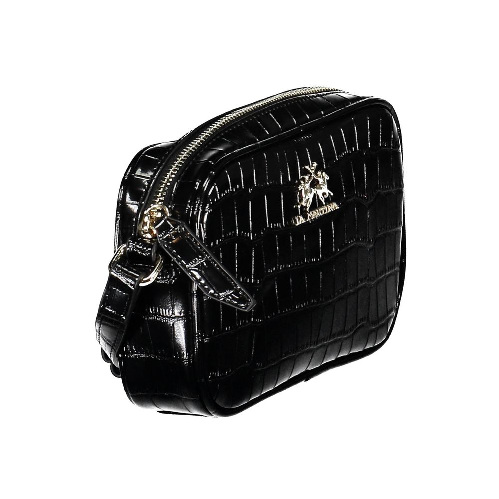 Black Polyurethane Women Shoulder Bag