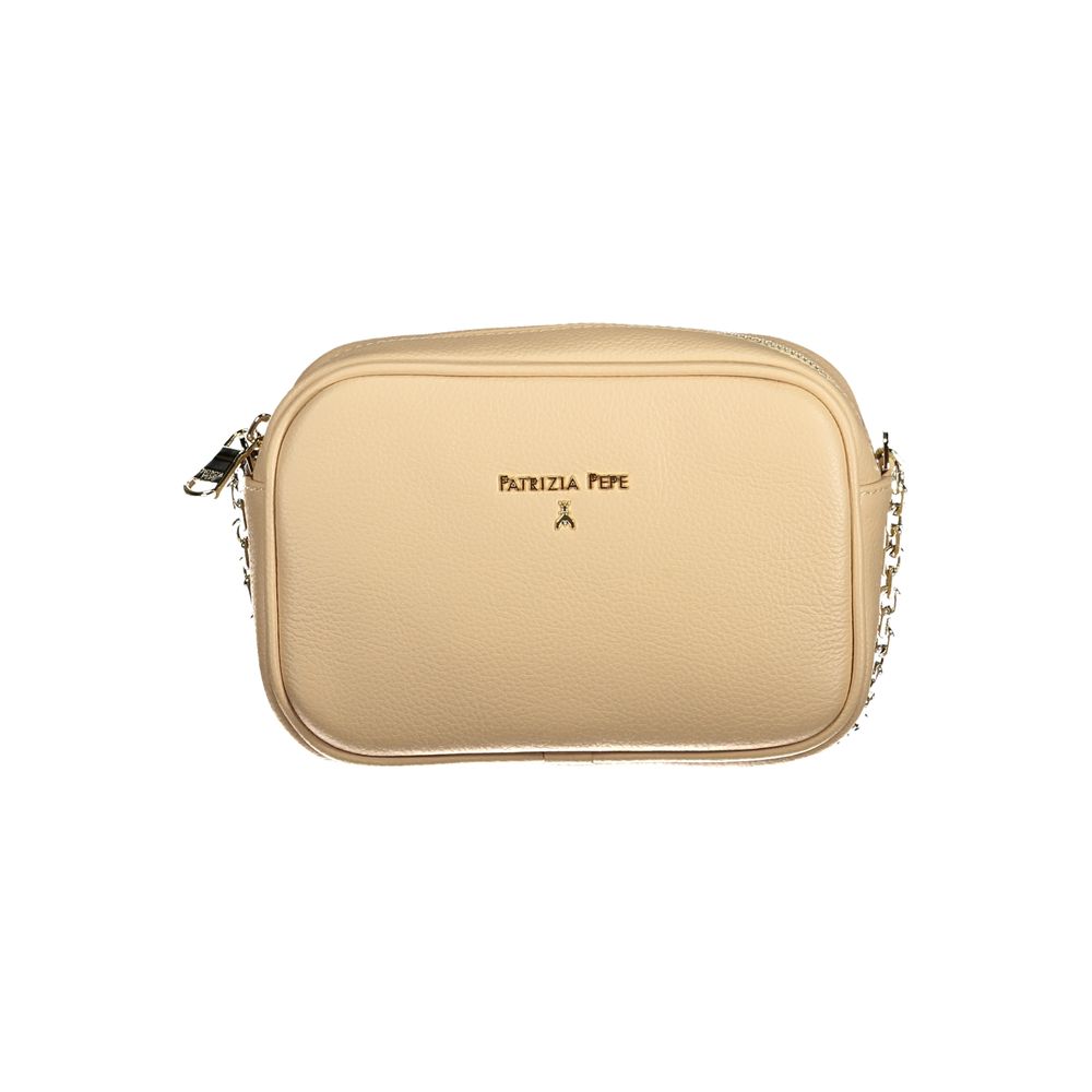 Beige Leather Women Shoulder Bag