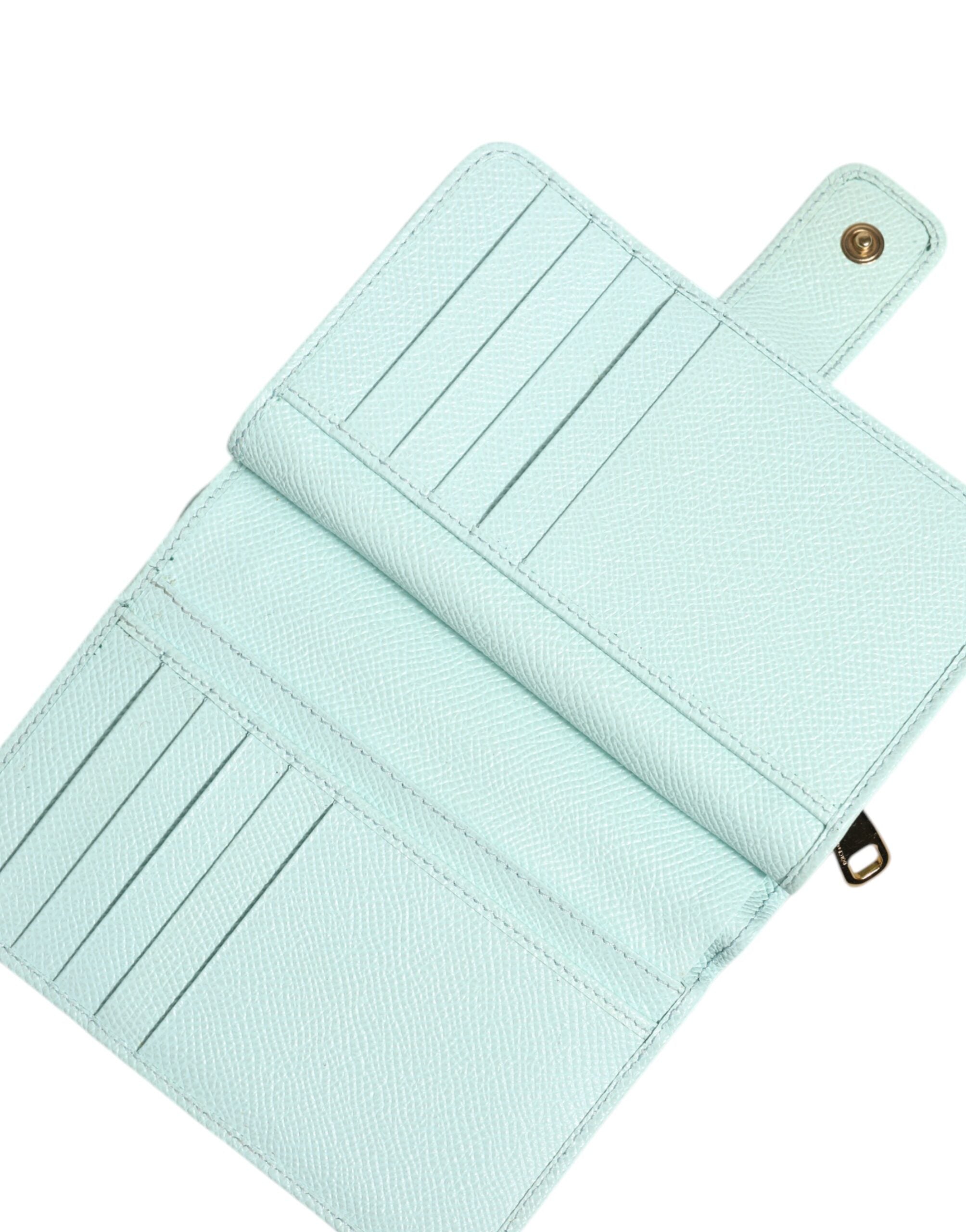 Mint Green Leather Bifold Continental Clutch Wallet