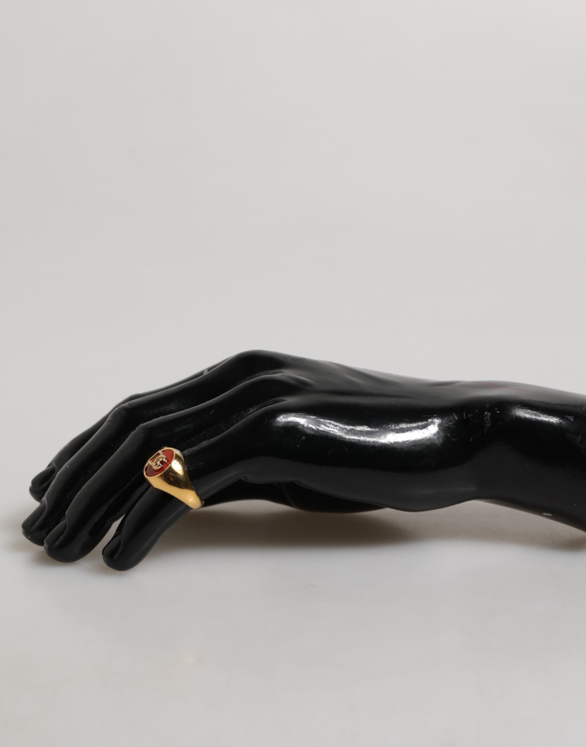 Gold Tone Real Brass Red DG Logo Men Ring