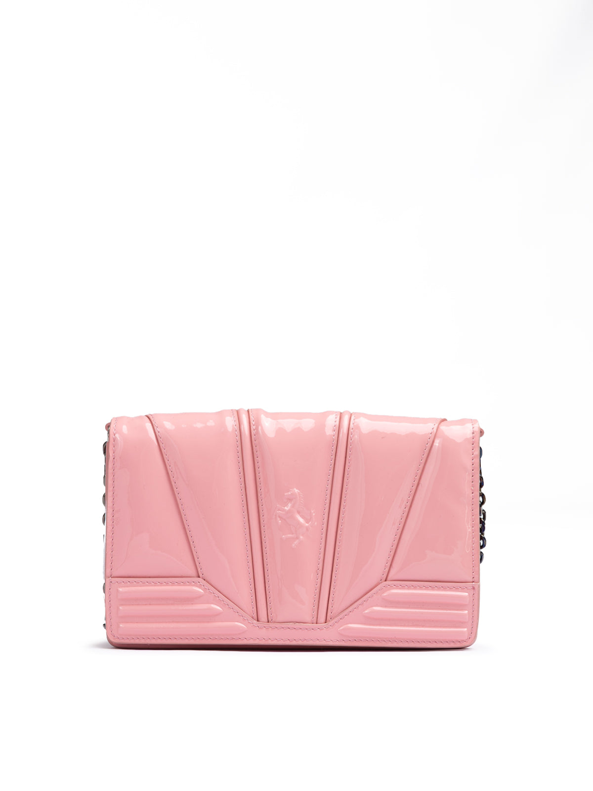 Pink GT patent leather bag with chain