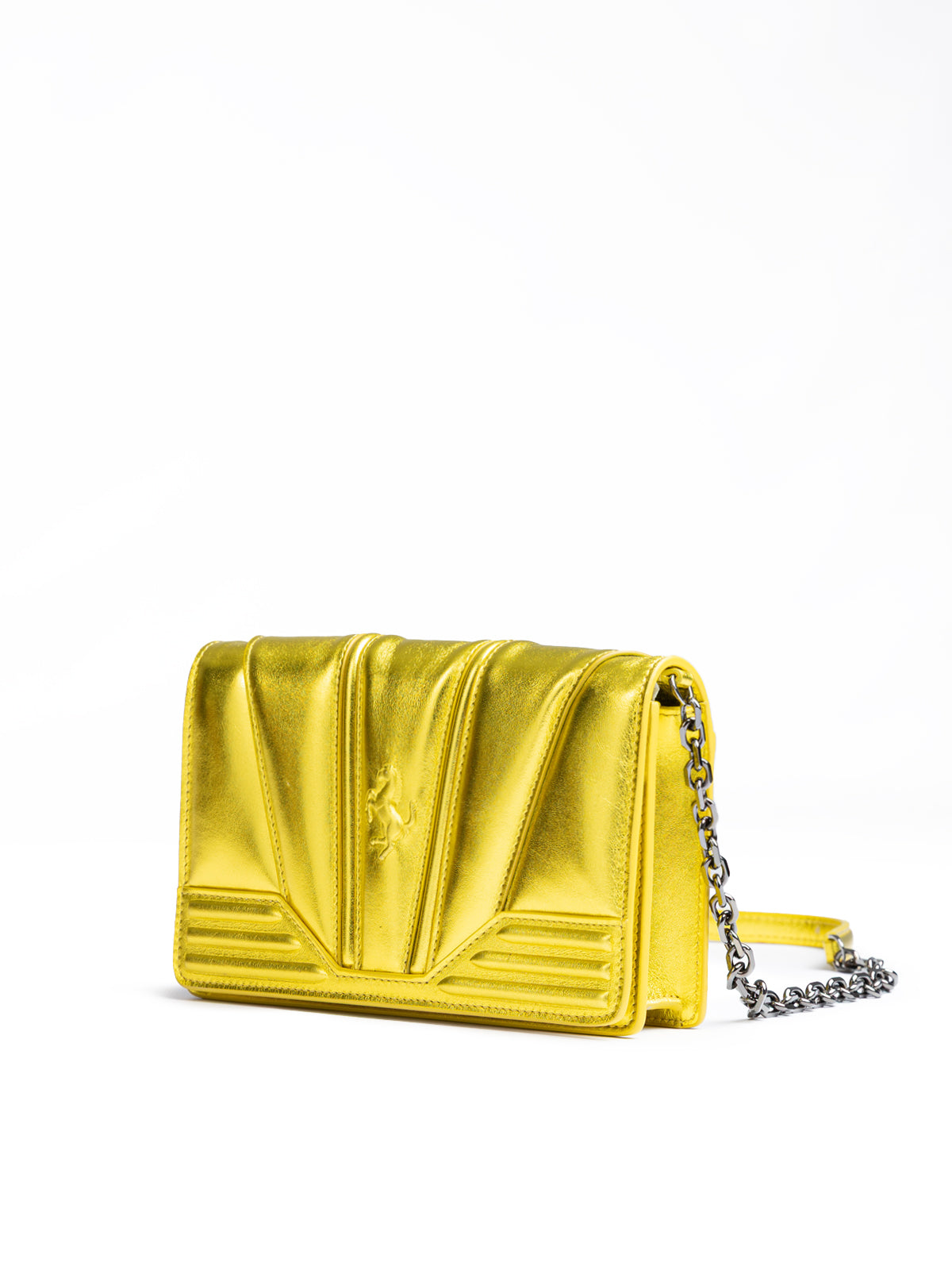 Metal Yellow GT patent leather bag with chain