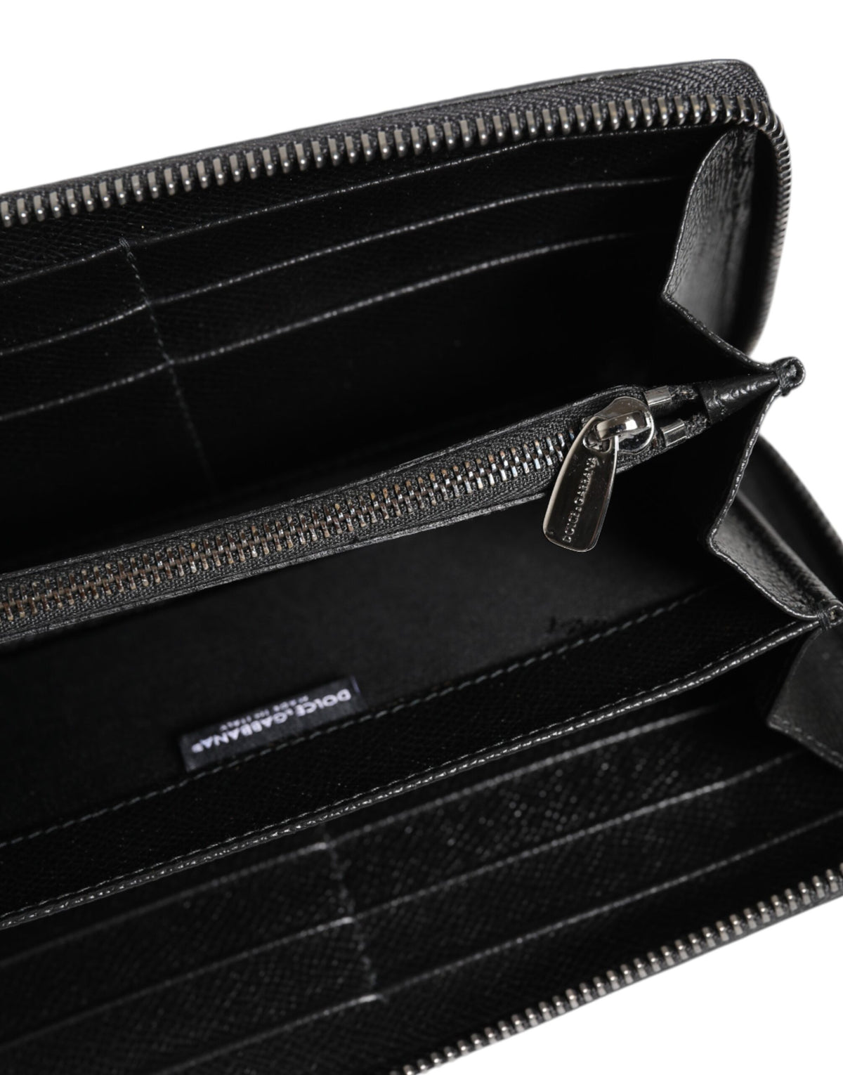Black Gray Leopard Leather Zip Around Continental Wallet