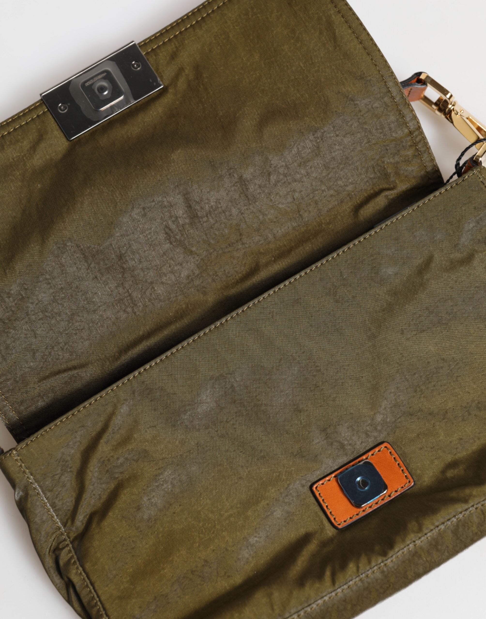 Dark Green Nylon Logo Plaque Shoulder Strap Borse Bag