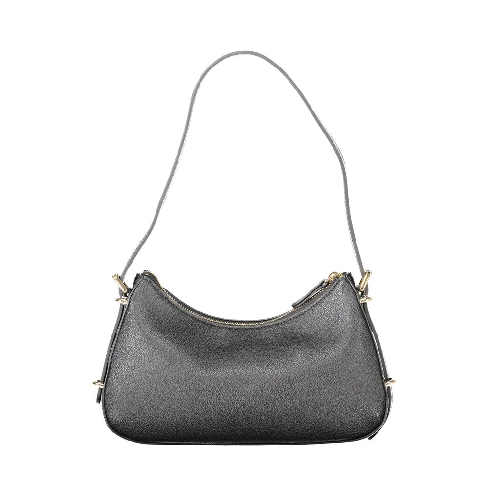 Black Polyurethane Women Shoulder Bag