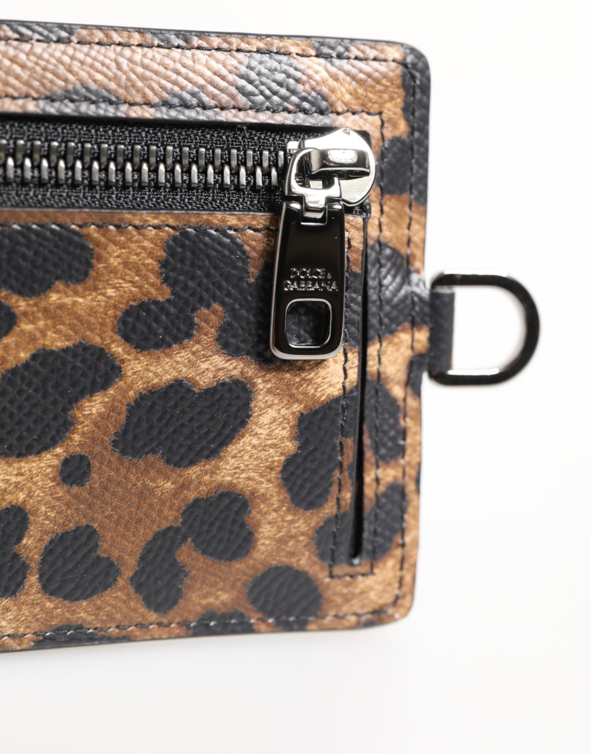 Leopard Print Leather Embossed Lanyard Card Holder Wallet