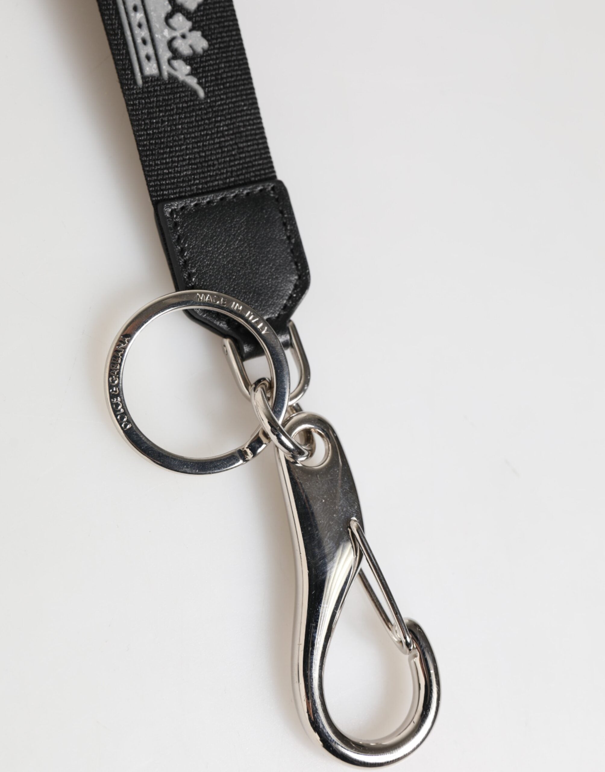 Black Silver Nylon DG Crown Men's Holder Keychain Keyring