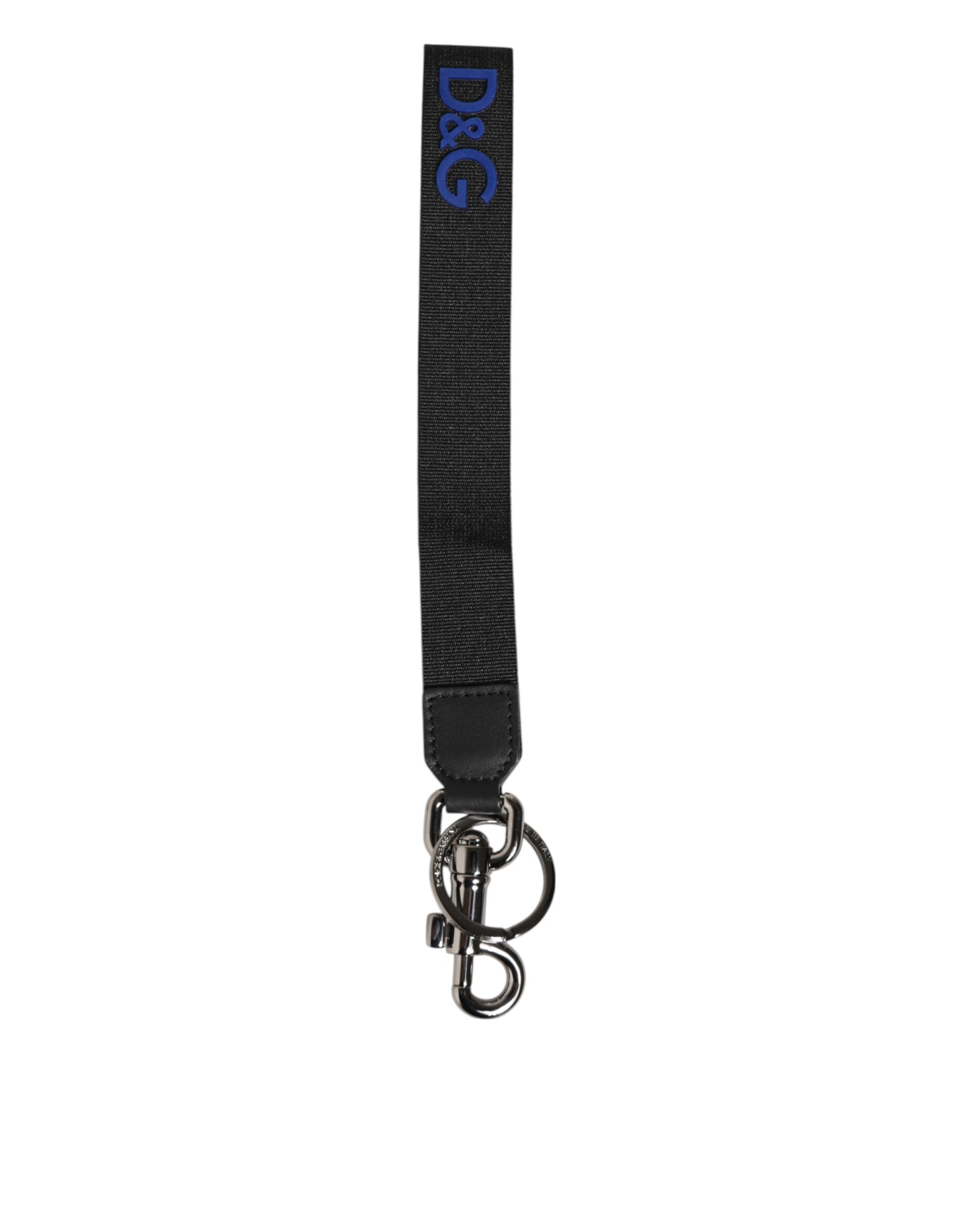 Black Blue DG Logo Polyester Brass Holder Keychain Keyring