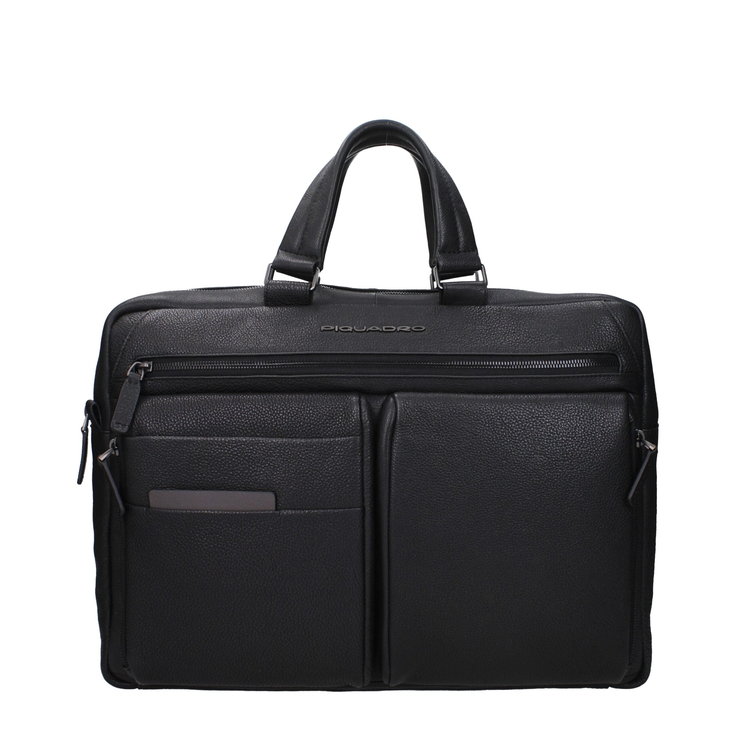 Black Leather Business And Laptop Bag