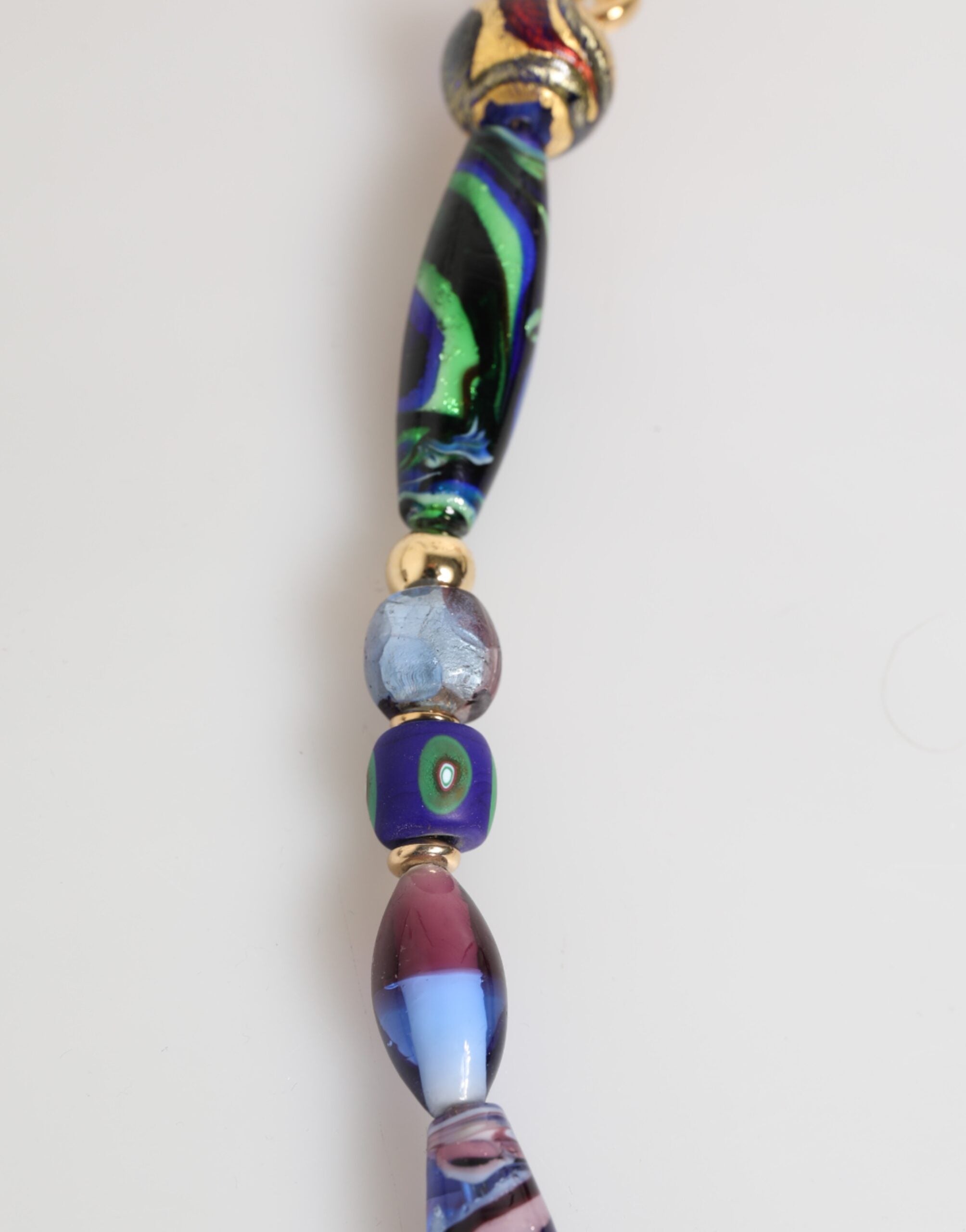 Multicolor Murano Glass Beads Gold Brass Chain Jewelry Necklace