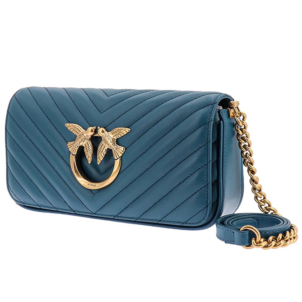 Blue Calfskin Women Crossbody Bag