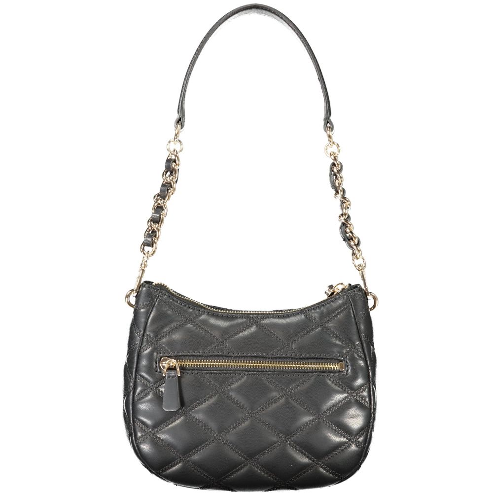 Black Polyurethane Women Handbag