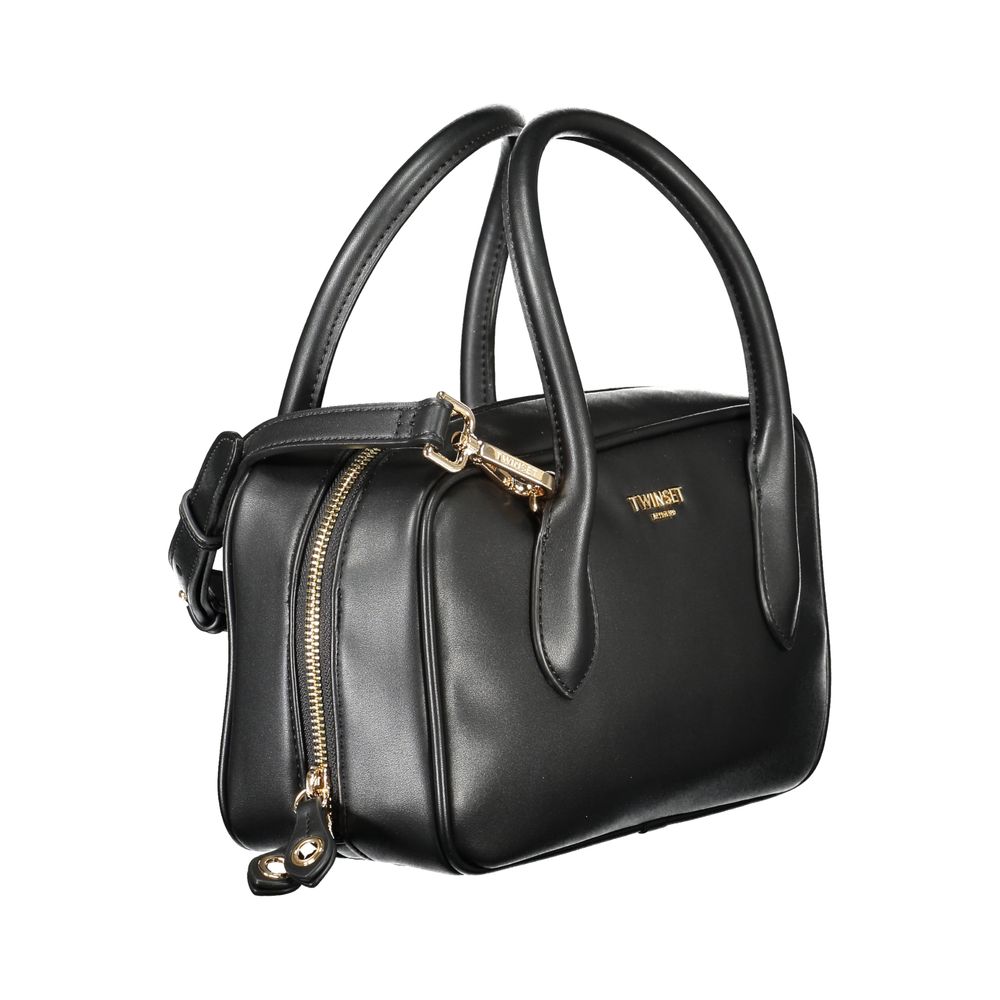 Black Polyurethane Women Handbag