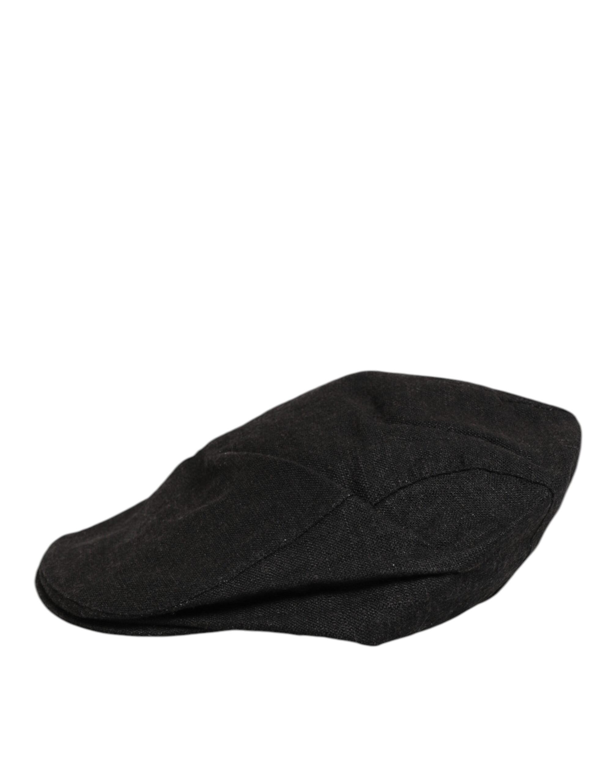 Black Cotton DG Logo Newsboy Cloth Capello Hat