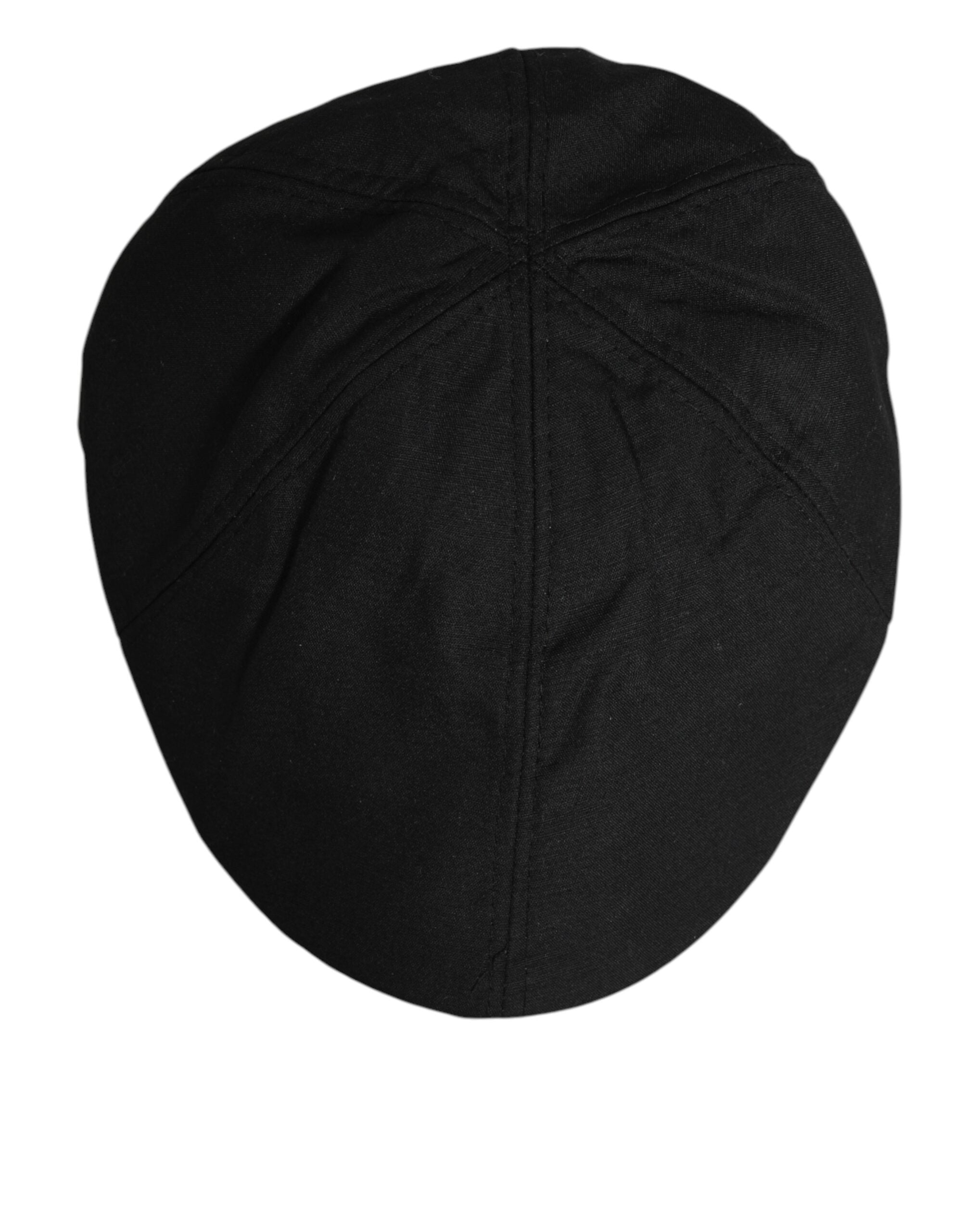Black Cotton DG Logo Newsboy Cloth Capello Hat